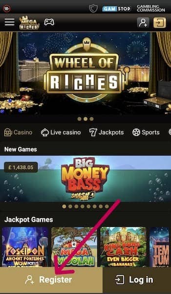 Mega Riches Sign up
