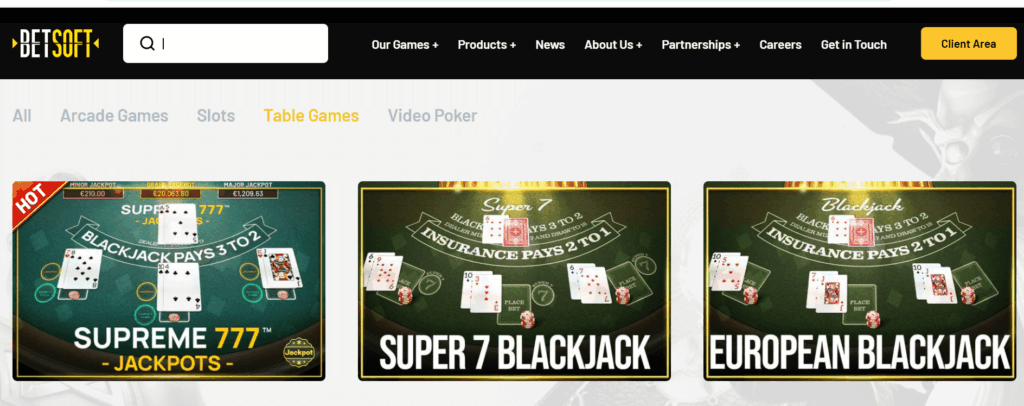 Betsoft table games