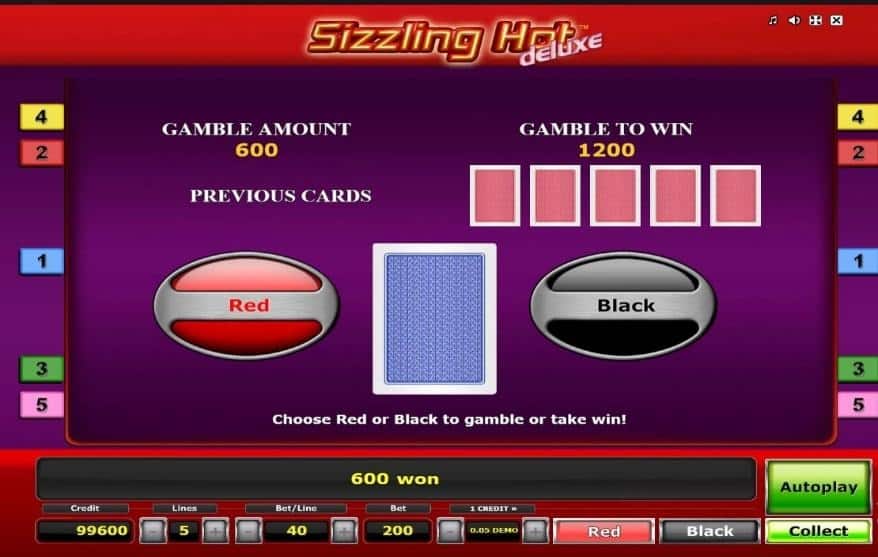 Sizzling Hot Deluxe Paytable and Paylines