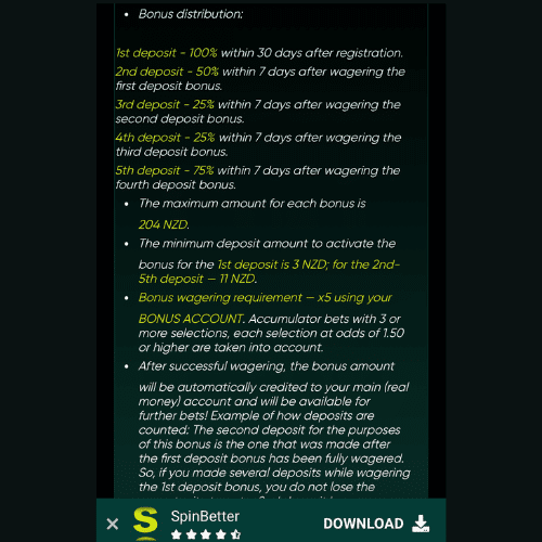Spinbetter 3$ deposit bonus