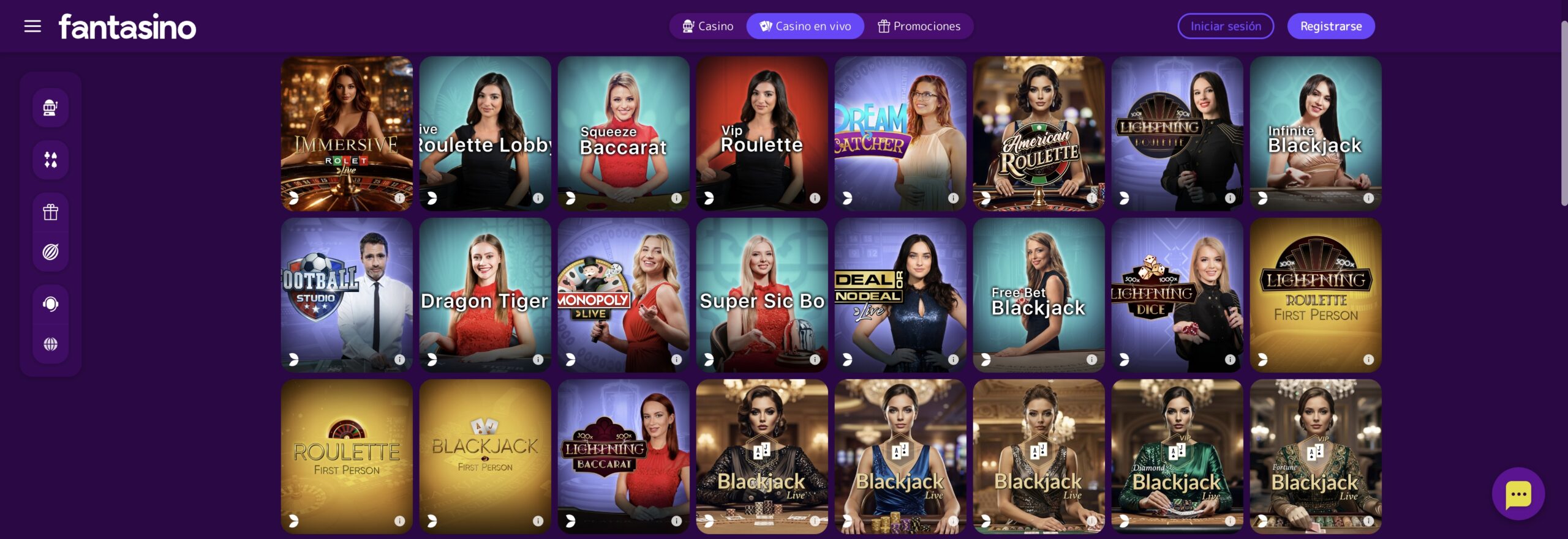 Fanstasino juegos de casino en vivo
