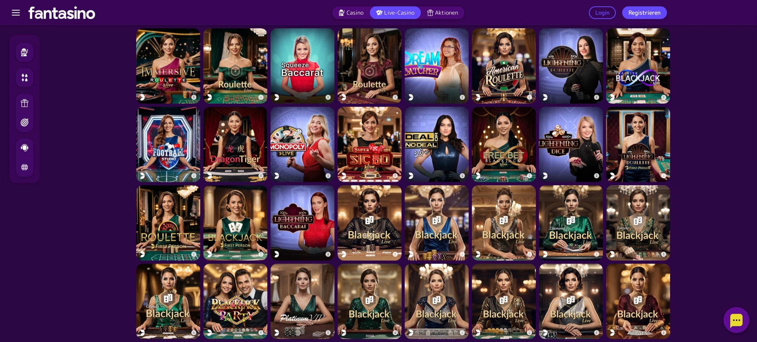 Fantasino Live-Casino-Spiele