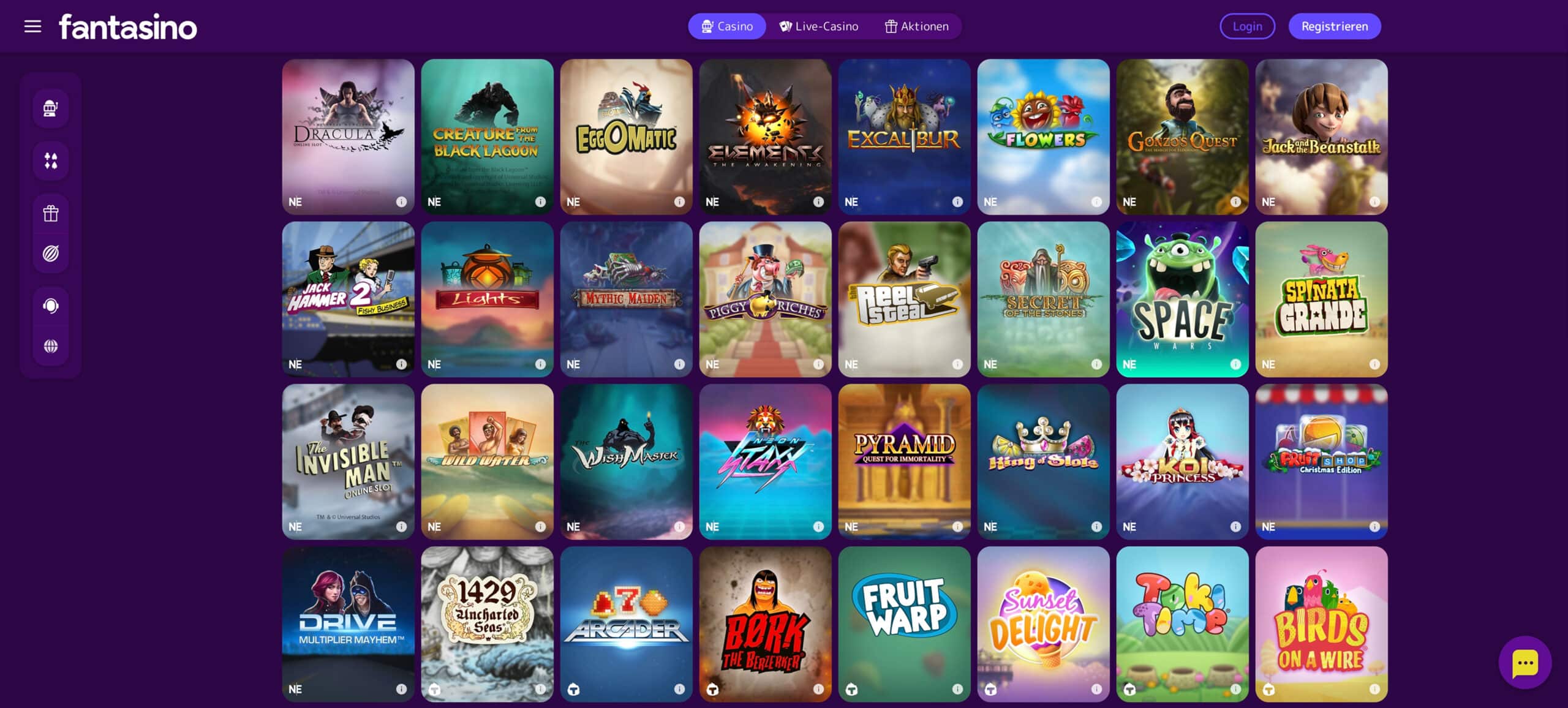 Fantasino Spielauswahl
