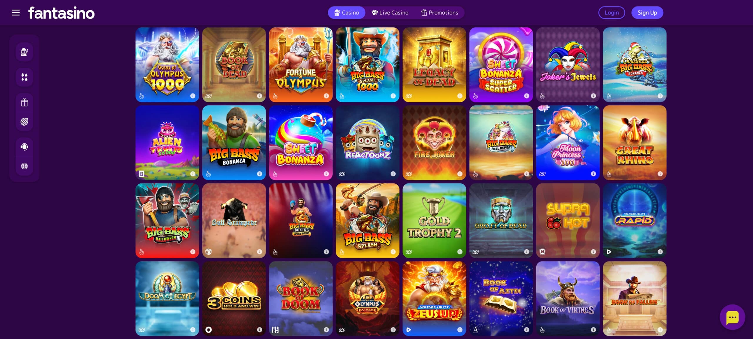 Fantasino spelutbud