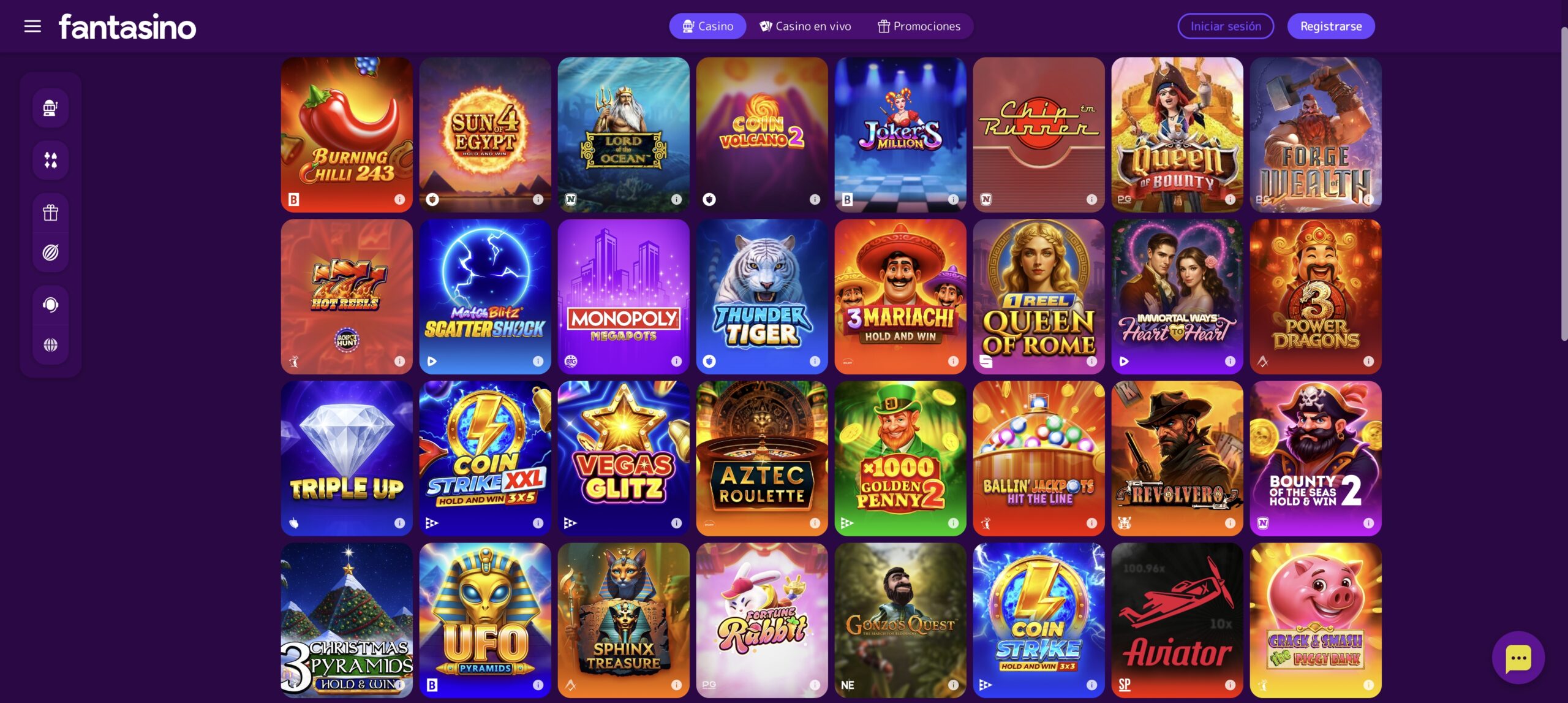 Selección de juegos de Fantasino