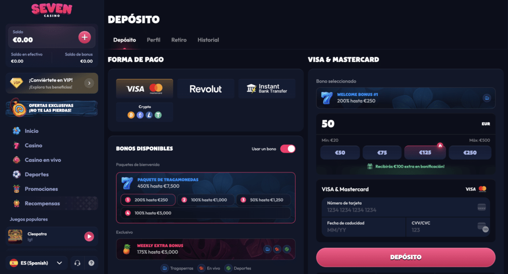Seven Casino pagos