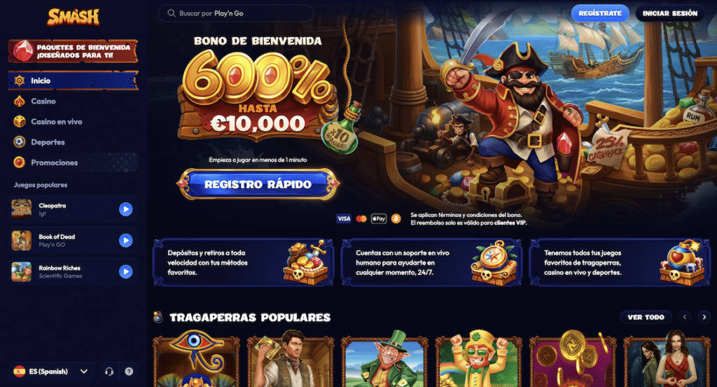 Smash Casino página principal
