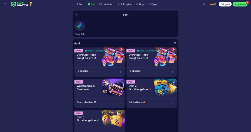 Betmatch Casino-Boni